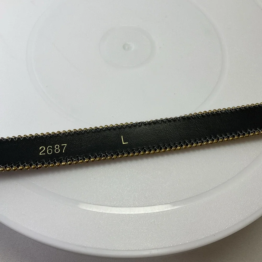 Tapestry Striped Multi Color Women's Beaded Belt‎ Size L Gold-Tone Buckle Boho